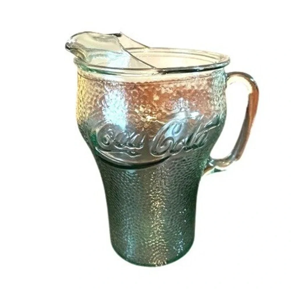 Coca-Cola Glass Pitcher Pebbled Texture‎ 9 Inch Vintage